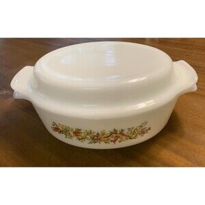 Vintage Anchor Hocking Spice of Life Casserole Baking Dish Round Glass 1 1/2 qt